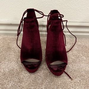 Velvet Aldo Open Toe Heel with ankle ties